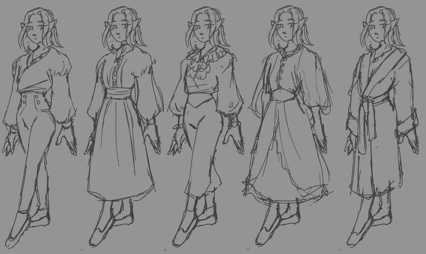 Clothing paper doll sketch